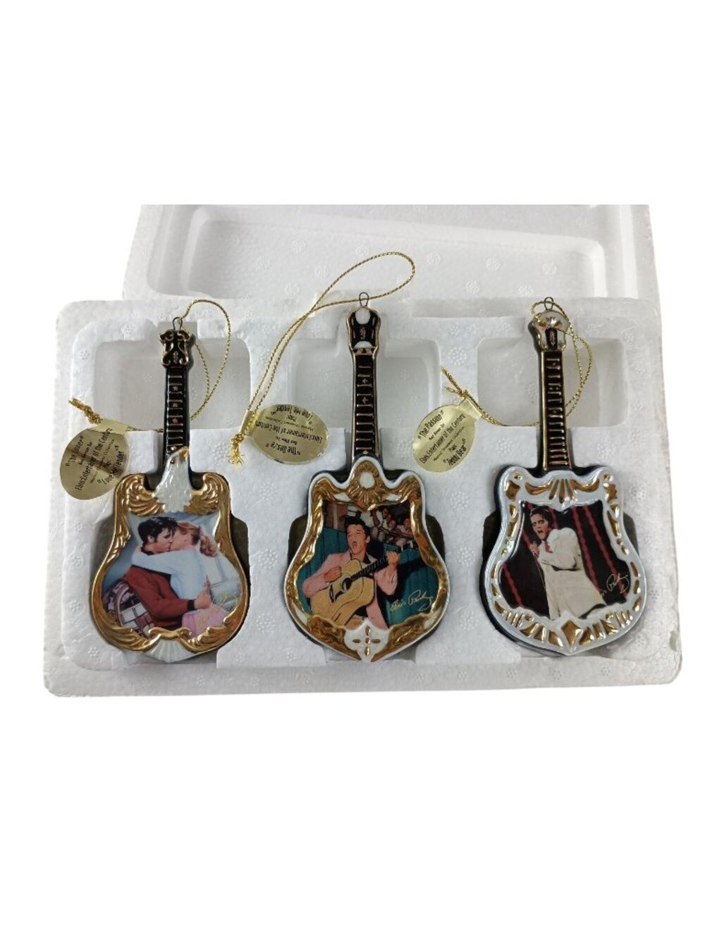 Elvis Presley Guitar Ornaments Set Of 3 Bradford Editions Collectors